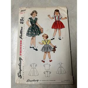 Vintage 1940's Simplicity Pattern #2933Girls Jumper, Skirt and Blouse Size 6